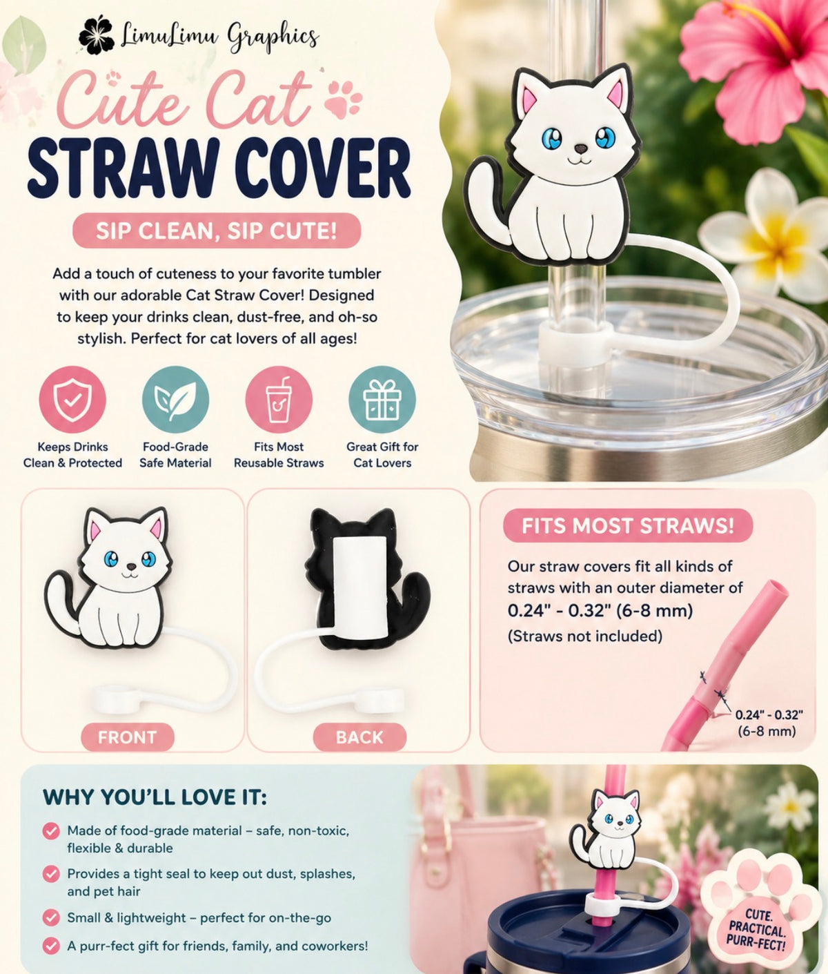Cat - Straw Cover (White)