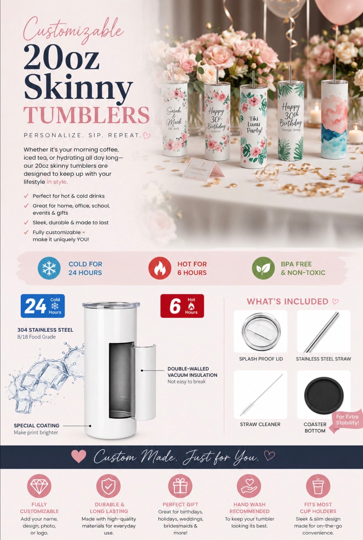 20oz Skinny Tumbler (Partial-Design)