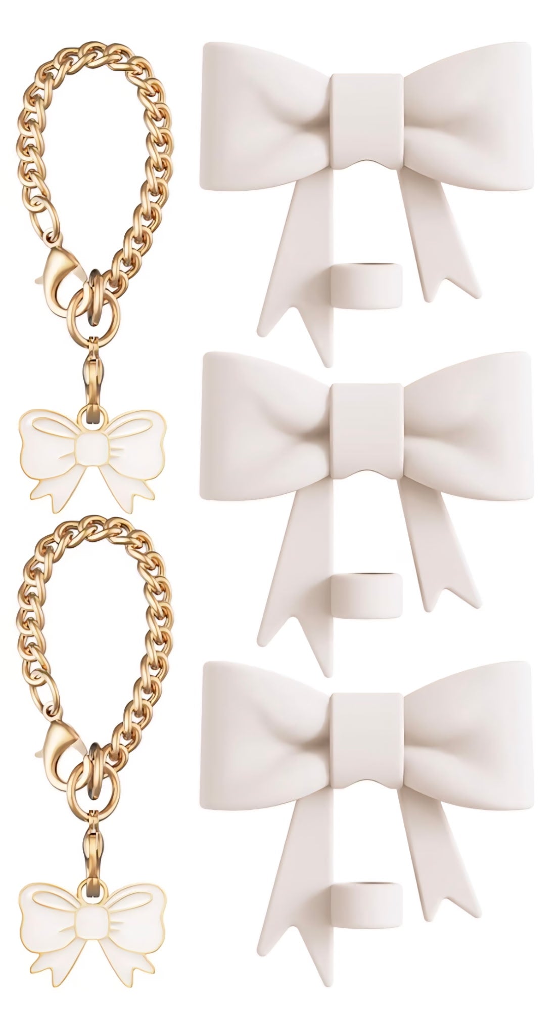Gold Chain Bow- Straw Cover & CHARM Set (2-Piece)