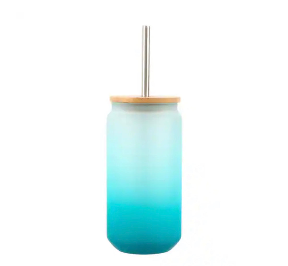 18oz Customizable Frosted Glass Tumbler - Turquoise